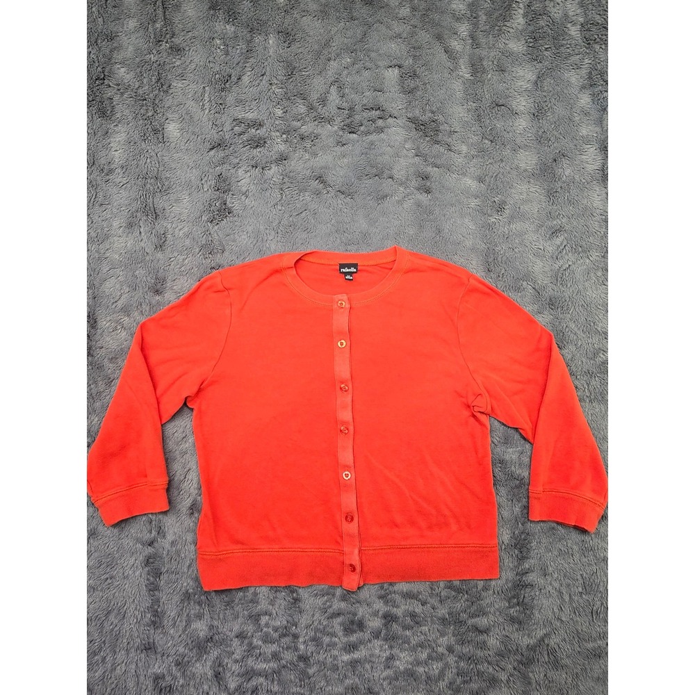 Rafaella Womens Orange Button Front Crew Neck Cardigan Sweater Size M